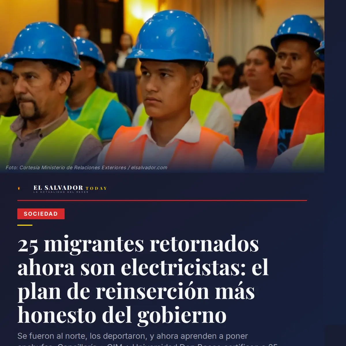 25 migrantes retornados ahora son electricistas: e