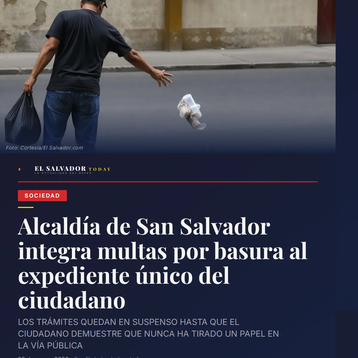 Alcaldía de San Salvador integra multas por basura
