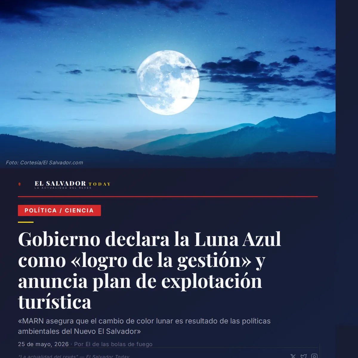 Gobierno declara la Luna Azul como 