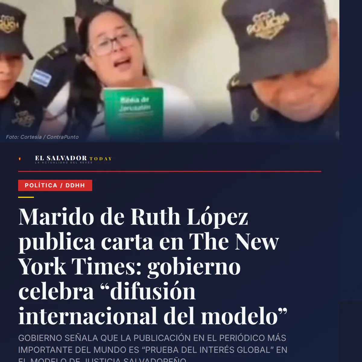 Marido de Ruth López publica carta en The New York