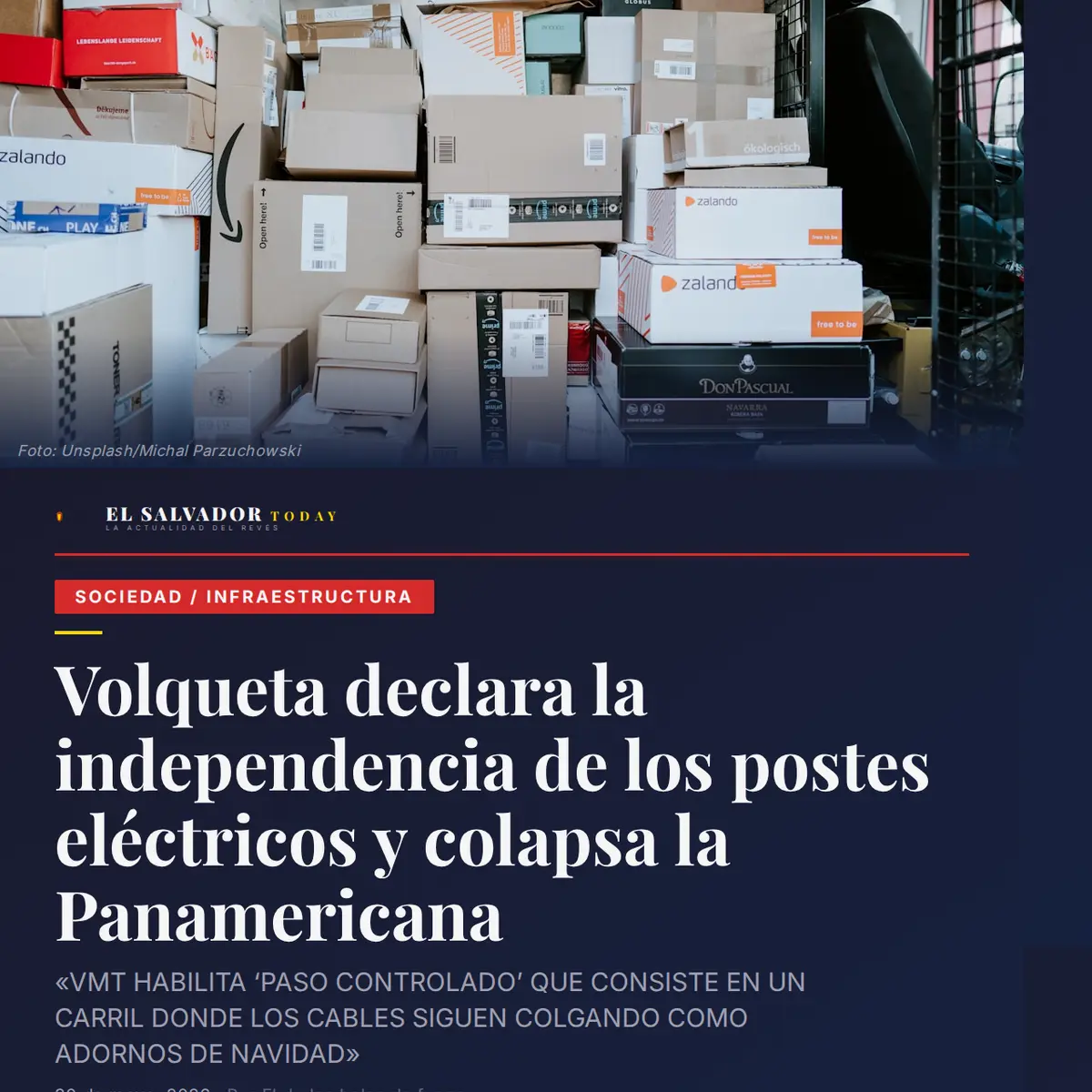 Volqueta derriba postes en Los Chorros