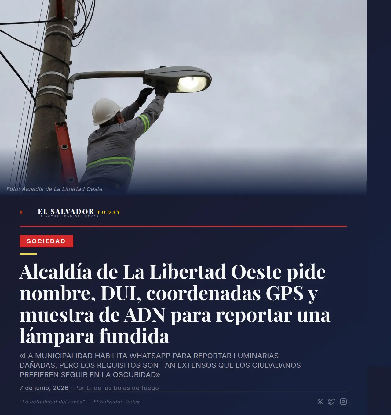 Lámpara de alumbrado público apagada